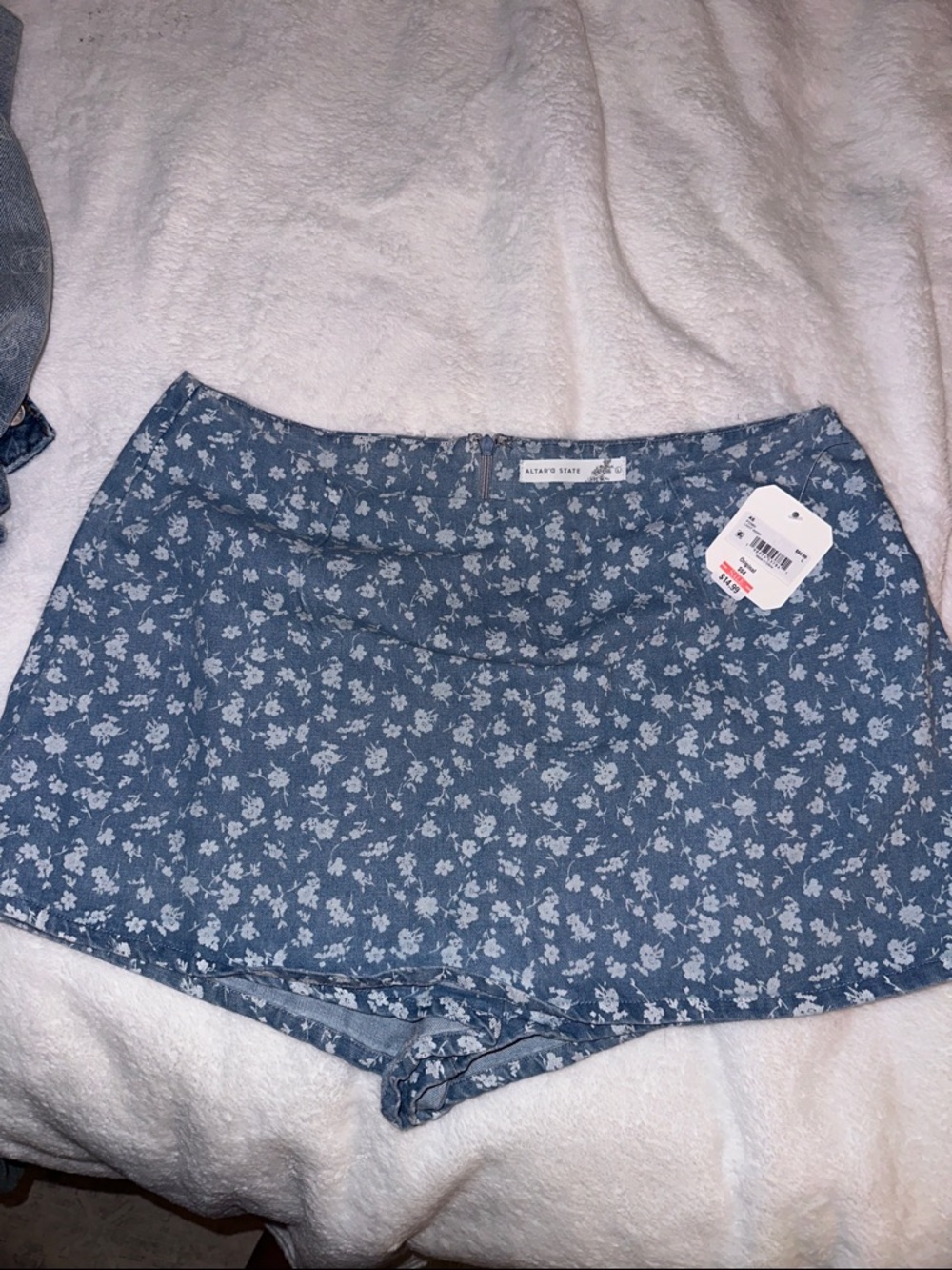Altar'd State Blue Floral High-Rise Shorts